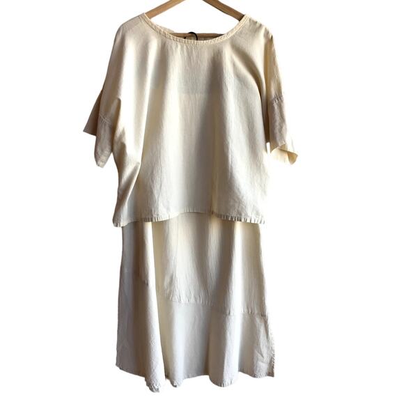 B' Gauze Yellow Cotton Gauze Top and Skirt Set - Made in USA - size M(?) read - Picture 1 of 11